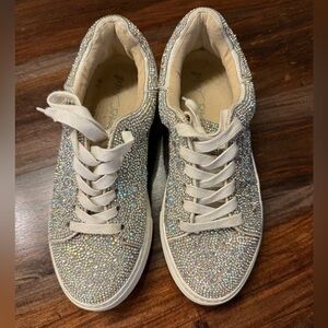 Betsey Johnson Sidny Lace-Up Rhinestone Platform Sneakers